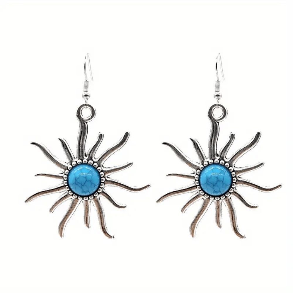 Boho Sun Turquoise Dangle Earrings